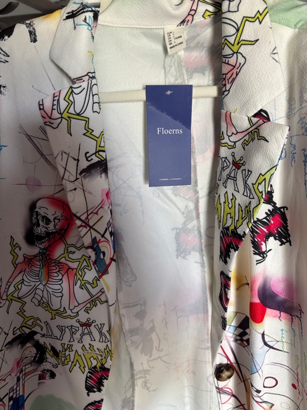 White Multi-Color Graphic Blazer Jacket - Picture 7 of 7